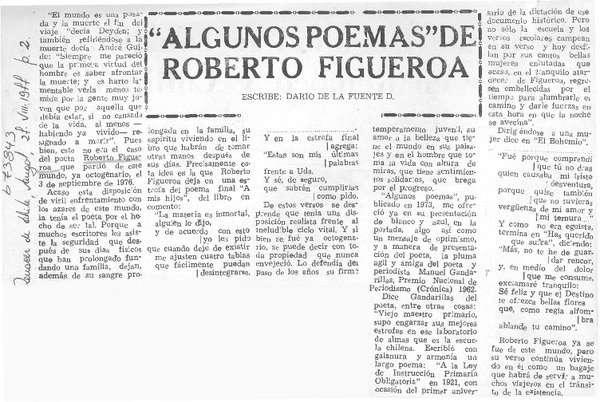 Algunos poemas" de Roberto Figueroa