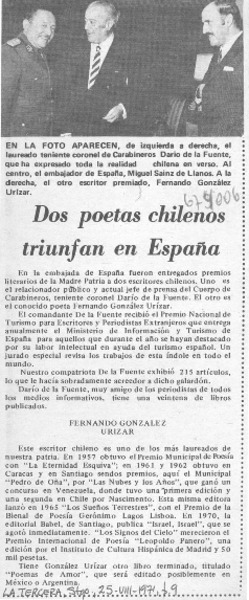 Dos poetas chilenos triunfan en España.