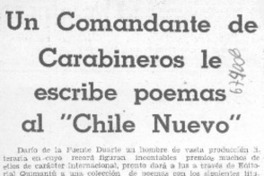 Un comandante de carabineros le escribe poemas al "Chile nuevo".