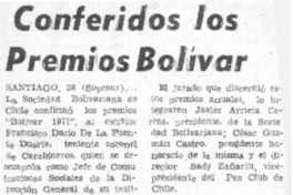 Conferidos los premios Bolívar.