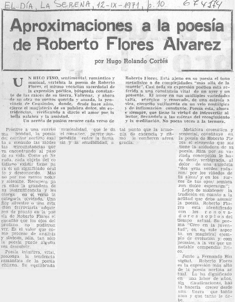 Aproximaciones a la poesía de Roberto Flores Alvarez