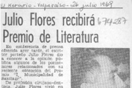 Julio Flores recibirá premio de literatura.