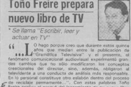 Toño Freire prepara nuevo libro de TV.