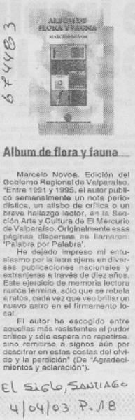 Album de flora y fauna.