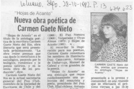 Nueva obra poética de Carmen Gaete Nieto.