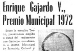 Enrique Gajardo V. Premio Municipal 1972.