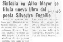 Sinfonía en Alba Mayor se titula nuevo libro del poeta Silvestre Fugellie.