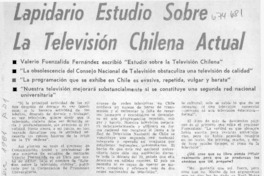 Lapidario estudio sobre la televisión chilena actual : [entrevista]