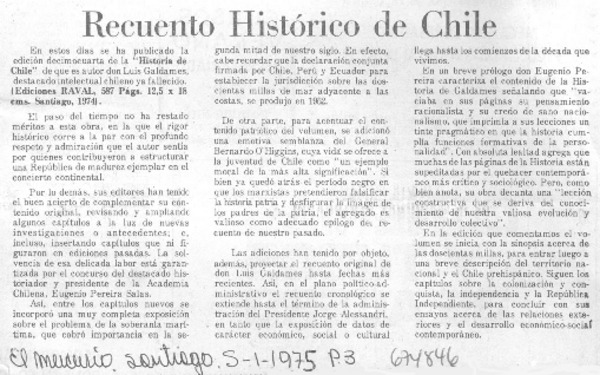 Recuento histórico de Chile.
