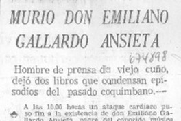 Murio Don Emiliano Gallardo Ansieta.