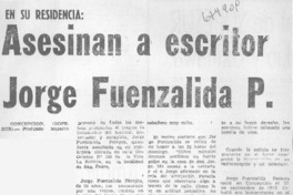 Asesinan a escritor Jorge Fuenzalida P.