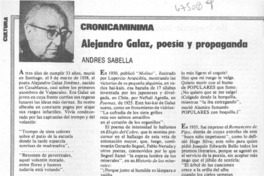 Alejandro Galaz, poesía y propaganda