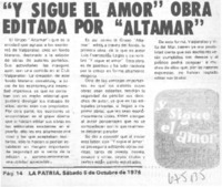 "Y sigue el amor" obra editada por "Altamar"