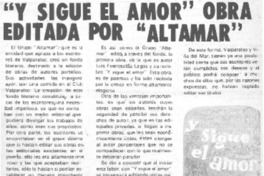 "Y sigue el amor" obra editada por "Altamar"