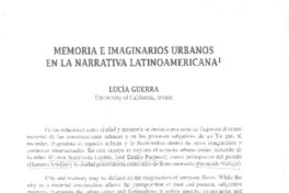 Memoria e imaginarios urbanos en la narrativa latinoamericana