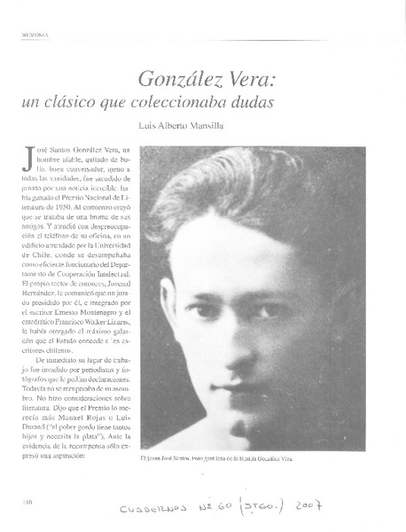 González Vera: un clásico que coleccionaba dudas
