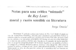Notas para una crítica "nómade" de Rey Lear: moral y razón sensible en literatura