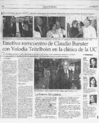 Emotivo encuentro de Claudio Bunster con Volodia Teitelboim en la clínica de la UC