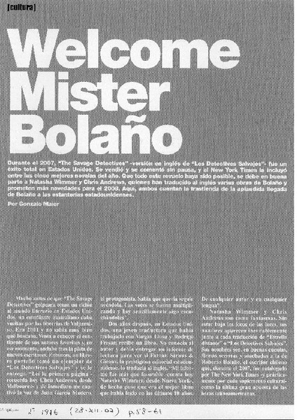 Welcome mister Bolaño