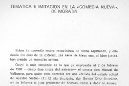 Temática e imitación en la "comedia nueva" de Moratín