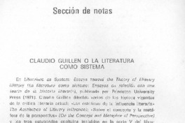 Claudio Guillén o la literatura como sistema