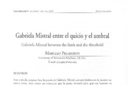 Gabriela Mistral entre el quicio y el umbral