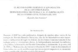 El revisionismo marxista y los desafíos de la historiografía. Hernán Ramírez Necochea y su interpretacion de la guerra civil chilena de 1891