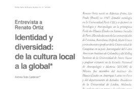 Entrevista a Renato Ortiz Identidad y diversidad: de la cultura local a la global