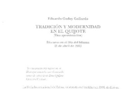 Tradición y modernidad en el Quijote