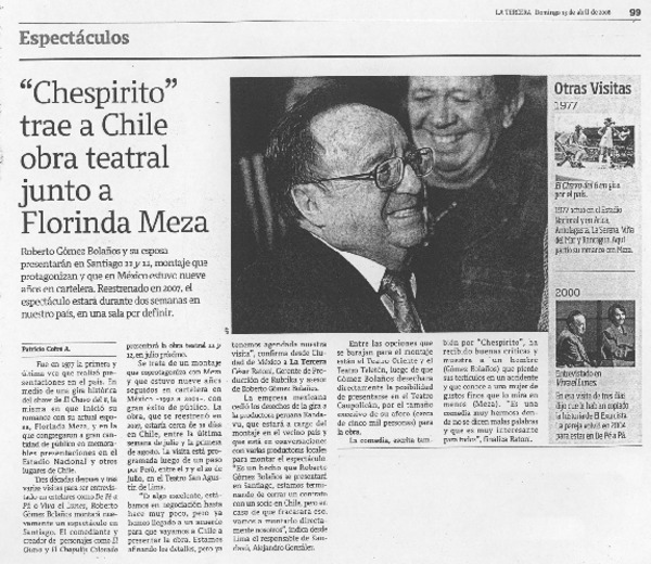 Chespirito" trae a Chile obra teatral junto a Florinda Meza