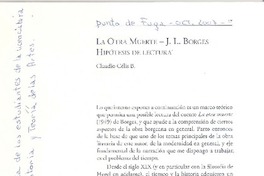 La otra muerte - J. L. Borges Hipótesis de lectura