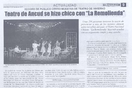 Teatro de Ancud se hizo chico con "La Remolienda"