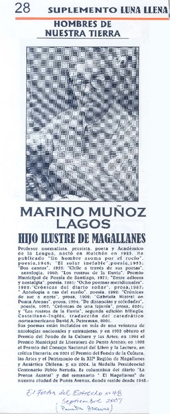Marino Muñoz Lagos hijo ilustre de Magallanes