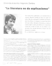 "La literatura no da explicaciones" (entrevista)