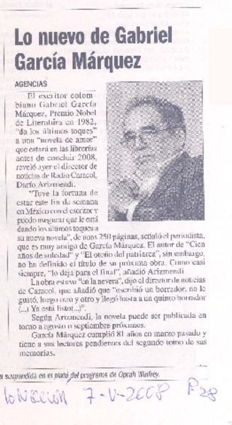 Lo nuevo de Gabriel García Márquez