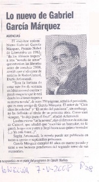 Lo nuevo de Gabriel García Márquez