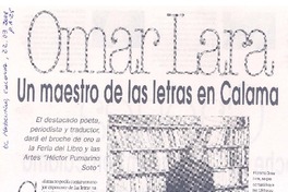 Omar Lara Un maestro de las letras en Calama