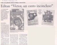 Editan "Víctor, un canto inconcluso"