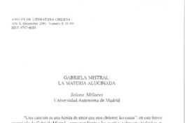 Gabriela Mistral: La materia alucinada