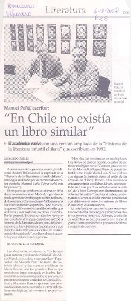 Manuel Peña, escritor: "En Chile no existía un libro similar"