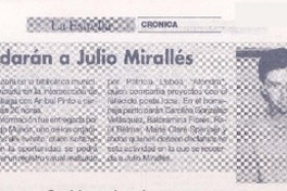 Con poesía recordarán a Julio Miralles