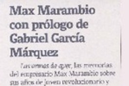 Max Marambio con prólogo de Gabriel García Márquez