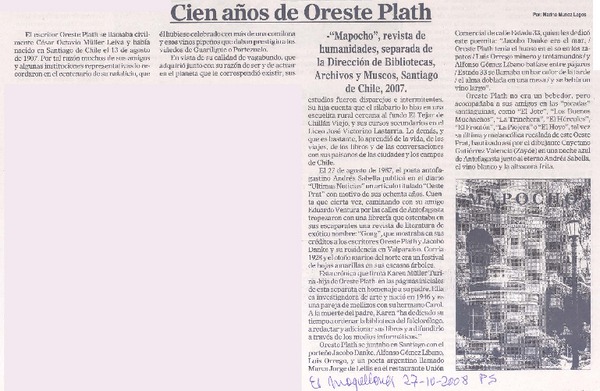 Cien años de Oreste Plath