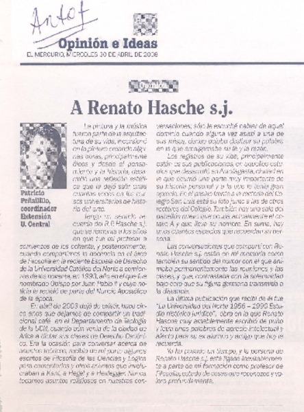 A Renato Hasche s.j.