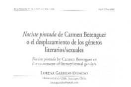 Naciste pintada de Carmen Berenguer o el desplazamientos de los géneros literariossexuales