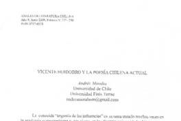 Vicente Huidobro y la poesía chilena actual
