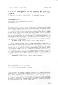 Culturas indígenas en la poesía de Gabriela Mistral