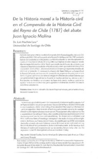 De la Historia moral a la Historia civil en el Compendio de la Historia civil del Reyno de Chile (1787) del abate Juan Ignacio Molina