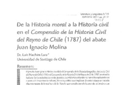 De la Historia moral a la Historia civil en el Compendio de la Historia civil del Reyno de Chile (1787) del abate Juan Ignacio Molina