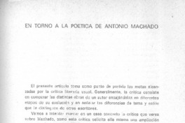 En torno a la poética de Antonio Machado